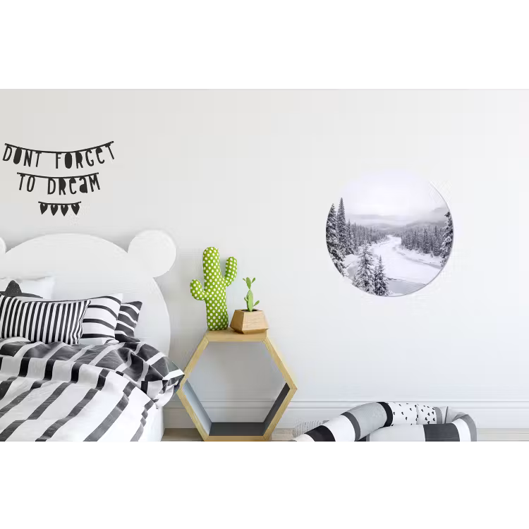 Rivier - Bevroren - Landschap - Winter Wandcirkel aluminium klein -kinderkamer
