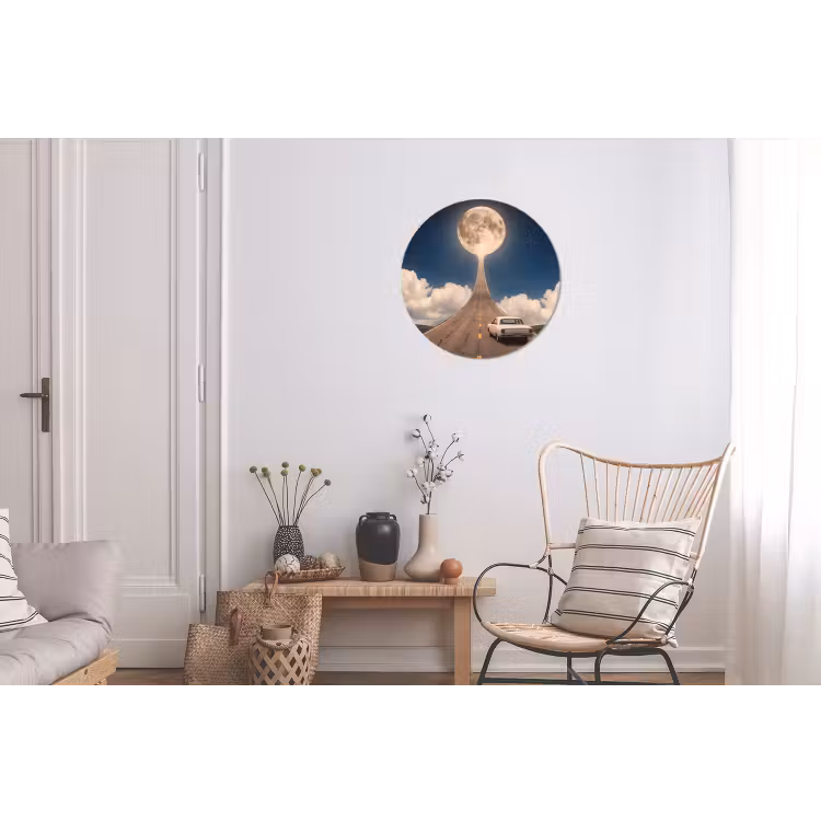 Wall circle - Aluminum - Road - Moon - Night - Weg - Maan - Nacht Wandcirkel aluminium klein