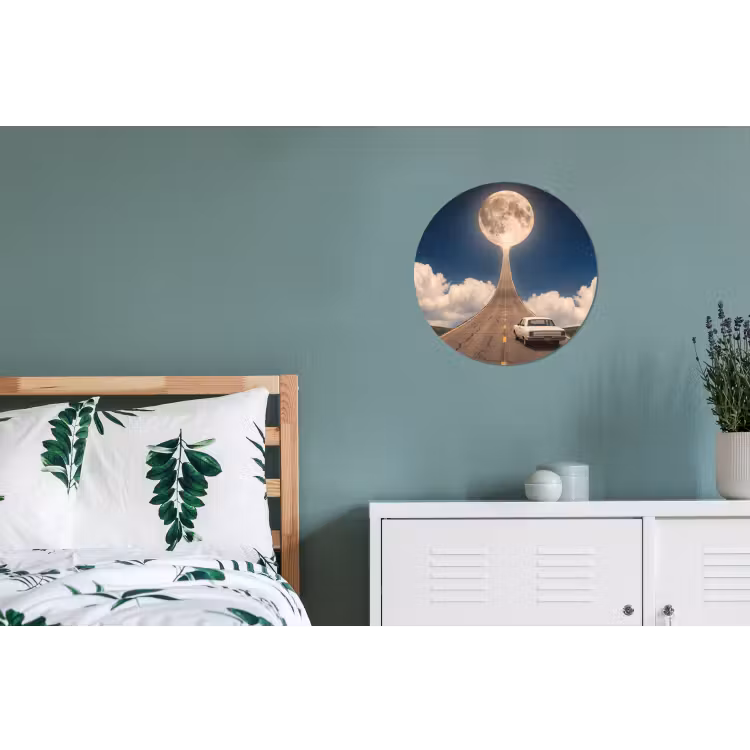 Wall circle - Aluminum - Road - Moon - Night - Weg - Maan - Nacht Wandcirkel aluminium klein