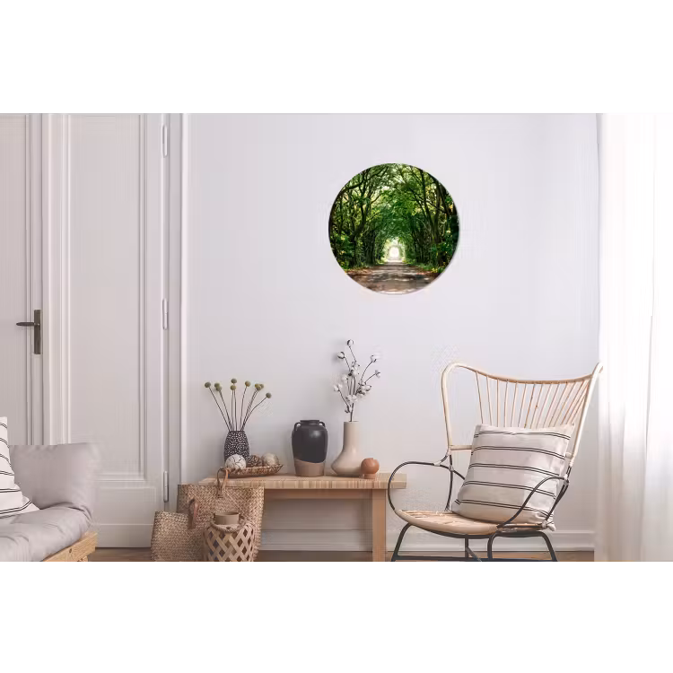 Weg - Bomen - Natuur - Groen Wandcirkel aluminium klein -woonkamer