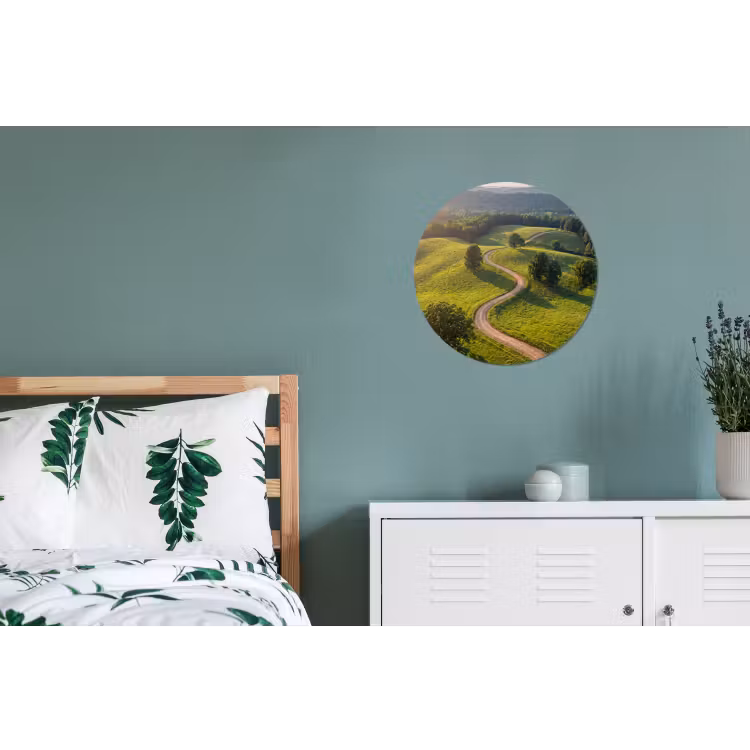 Weg - Weide - Natuur - Groen Wandcirkel aluminium klein -slaapkamer