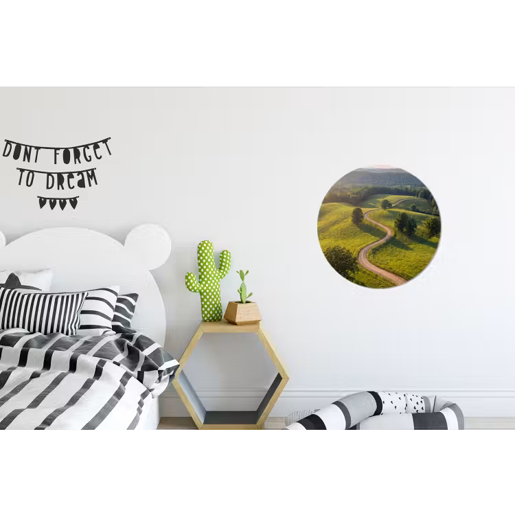 Weg - Weide - Natuur - Groen Wandcirkel aluminium klein -kinderkamer