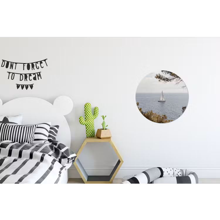 Wall circle - Aluminum - Sailboat - trees - water - Zeilboot - bomen - water Wandcirkel aluminium klein