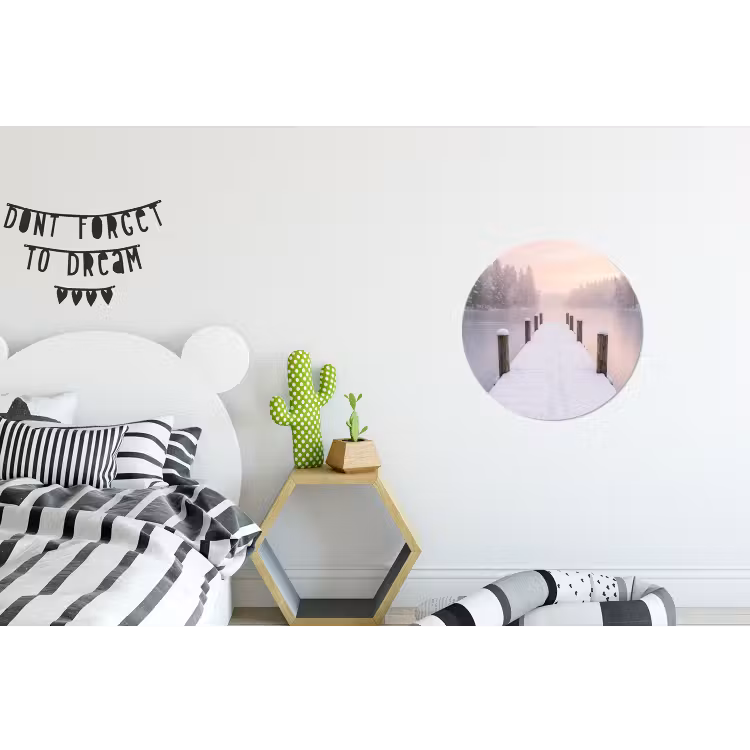 Steiger - Meer - Mist - Winter - Serene Wandcirkel aluminium klein -kinderkamer