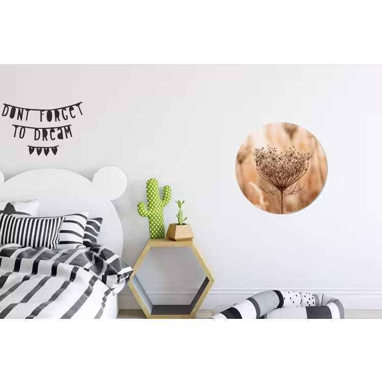 Schermbloem - Droogbloem - Winter - Beige - Minimalistisch Wandcirkel aluminium klein -kinderkamer