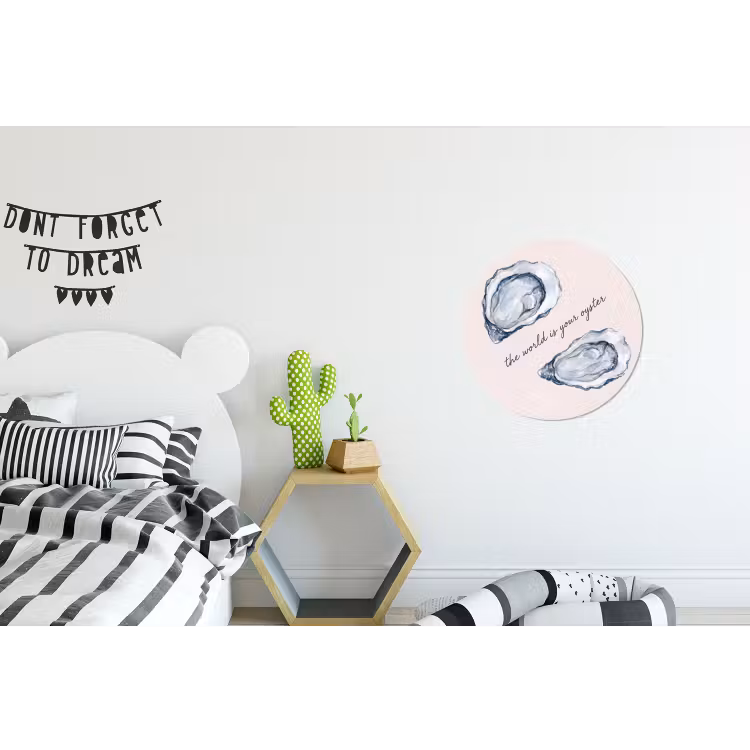 Zeeleven - Oester - Aquarel - Minimalistisch - Blauw Wandcirkel aluminium klein -kinderkamer