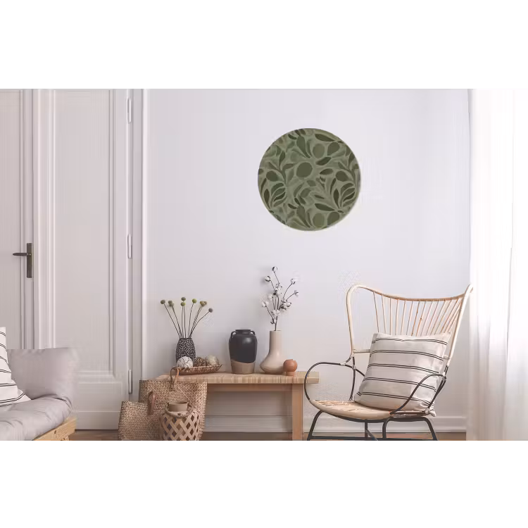 Sereen - Bladeren - Groen Wandcirkel aluminium klein 190 -woonkamer