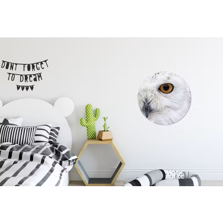 Sneeuwuil - Oog - Wildlife - Wit Wandcirkel aluminium klein -kinderkamer