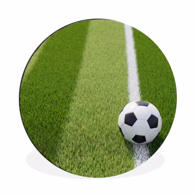 Voetbal - Grasveld - Sport - Groen Wandcirkel aluminium klein -3d