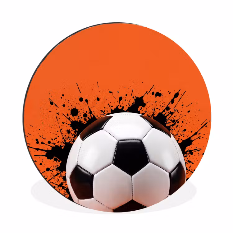 Voetbal - Verf - Sport - Oranje Wandcirkel aluminium klein -3d