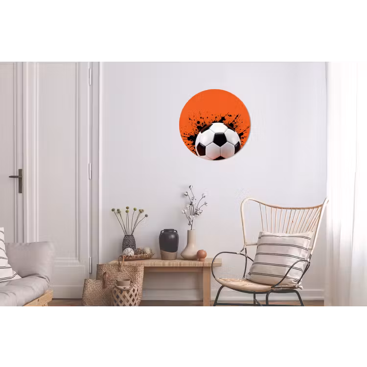 Voetbal - Verf - Sport - Oranje Wandcirkel aluminium klein -woonkamer