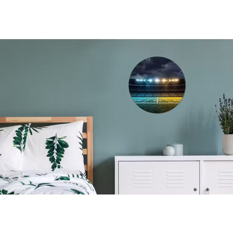 Voetbal - Stadion - Nacht - Modern Wandcirkel aluminium klein -slaapkamer