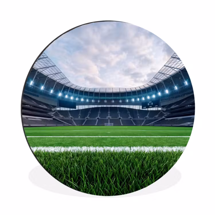 Voetbal - Stadion - Sport - Groen Wandcirkel aluminium klein -3d