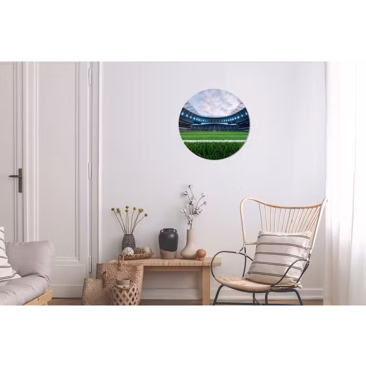 Voetbal - Stadion - Sport - Groen Wandcirkel aluminium klein -woonkamer