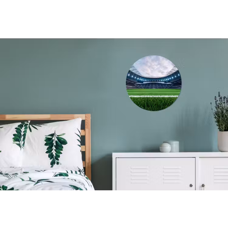 Voetbal - Stadion - Sport - Groen Wandcirkel aluminium klein -slaapkamer