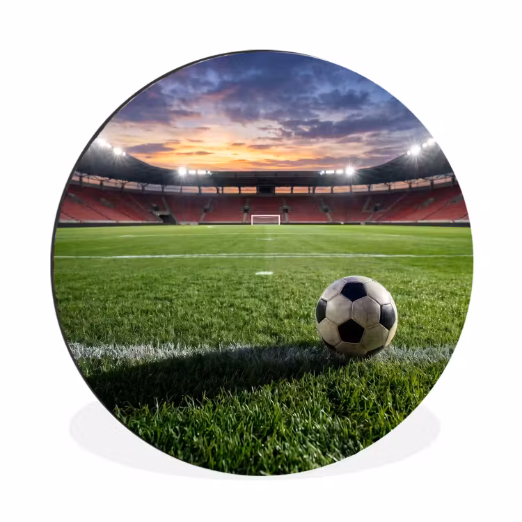 Voetbal - Stadion - Sport - Groen Wandcirkel aluminium klein -3d