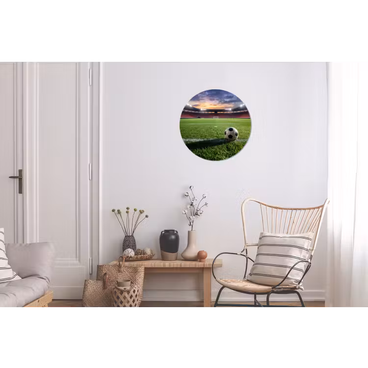Voetbal - Stadion - Sport - Groen Wandcirkel aluminium klein -woonkamer