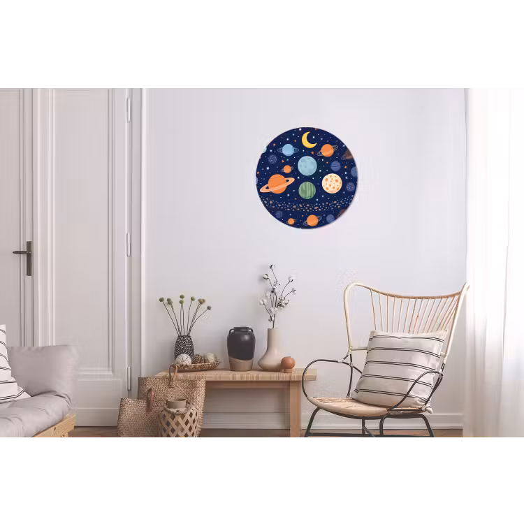 Ruimte - Planeten - Kleurrijk Wandcirkel aluminium klein -woonkamer