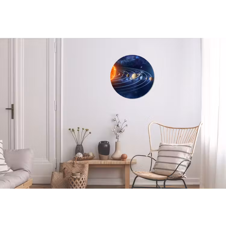 Ruimte - Zonnestelsel - Blauw Wandcirkel aluminium klein -woonkamer