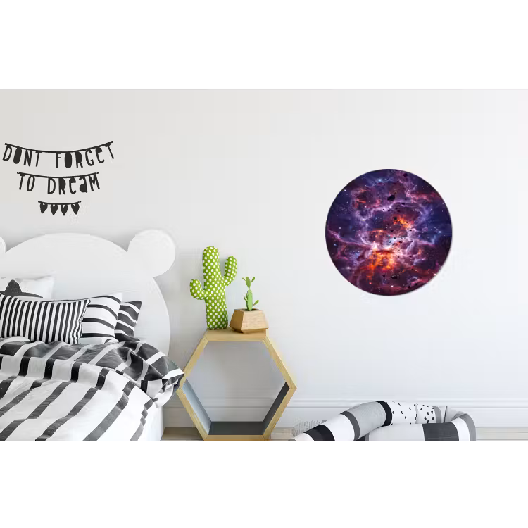 Space - Stars - Abstract - Colorful Wandcirkel aluminium klein -kinderkamer