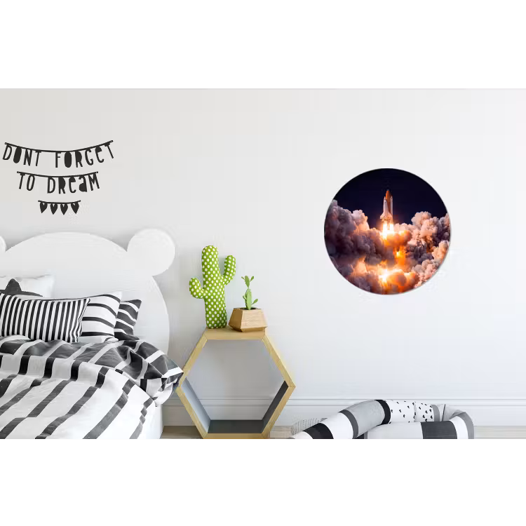 Wall circle - Aluminum - Spacecraft - Launch - Stars - Ruimtevaartuig - Lancering - Sterren Wandcirkel aluminium klein