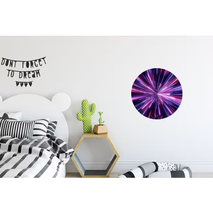 Lichtsnelheid - Ruimte - Roze - Paars Wandcirkel aluminium klein -kinderkamer