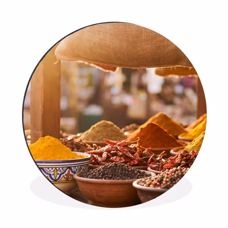 Wall circle - Aluminum - Spices - Market - Colorful - Specerijen - Markt - Kleurrijk Wandcirkel aluminium klein