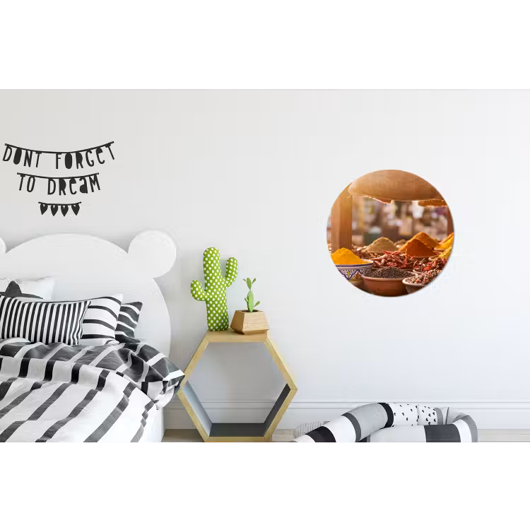Wall circle - Aluminum - Spices - Market - Colorful - Specerijen - Markt - Kleurrijk Wandcirkel aluminium klein