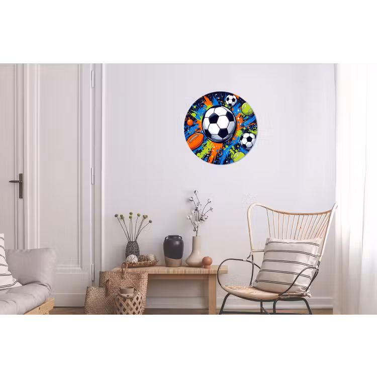 Sport - Ballen - Kleurrijk Wandcirkel aluminium klein -woonkamer