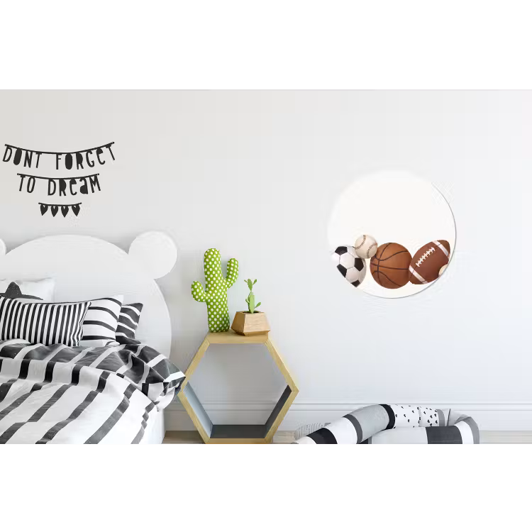 Sport - Ballen - Illustratie Wandcirkel aluminium klein -kinderkamer