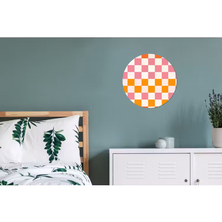 Vierkant - Patroon - Oranje Wandcirkel aluminium klein 190 -slaapkamer
