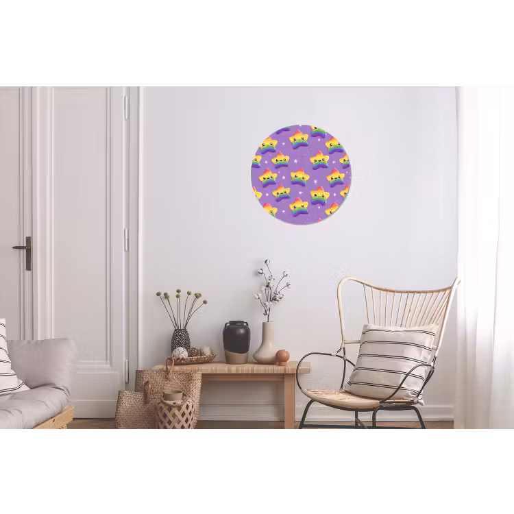 Sterren - Regenboog - Paars Wandcirkel aluminium klein 190 -woonkamer