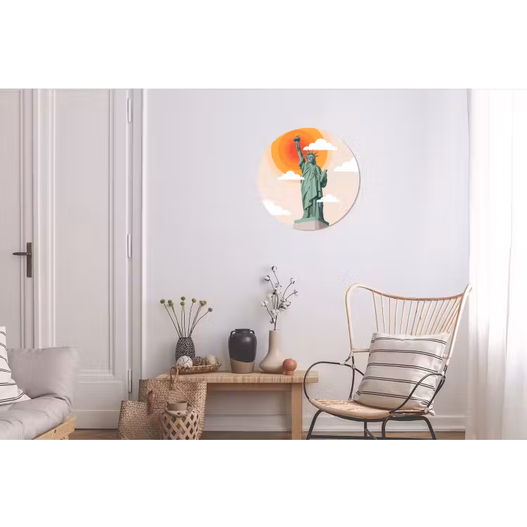 Vrijheidsbeeld - New York - Zon - Modern Wandcirkel aluminium klein -woonkamer