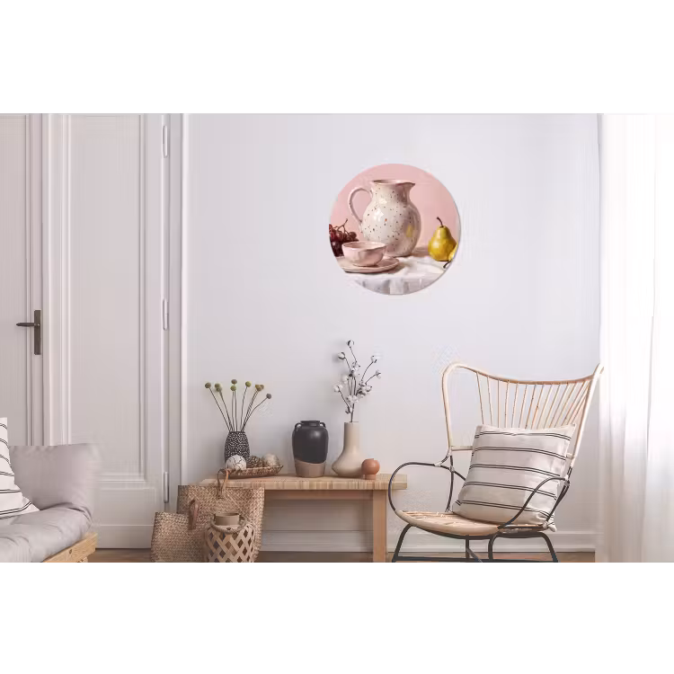 Wall circle - Aluminum - Still Life - Fruit - Pink - Stilleven - Fruit - Roze Wandcirkel aluminium klein