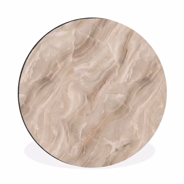 Steen - Golvend - Abstract - Beige Wandcirkel aluminium klein -3d
