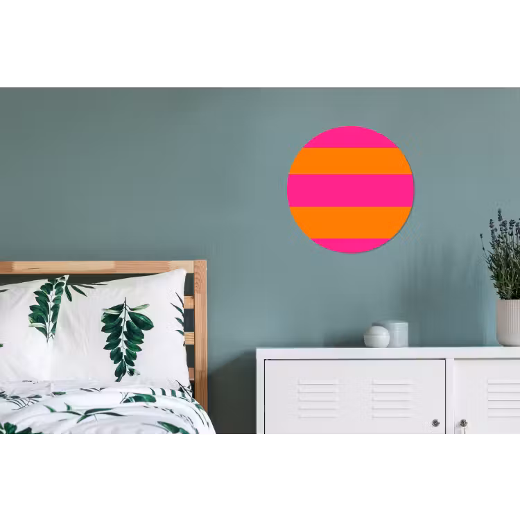 Strepen - Horizontaal - Roze Wandcirkel aluminium klein 190 -slaapkamer