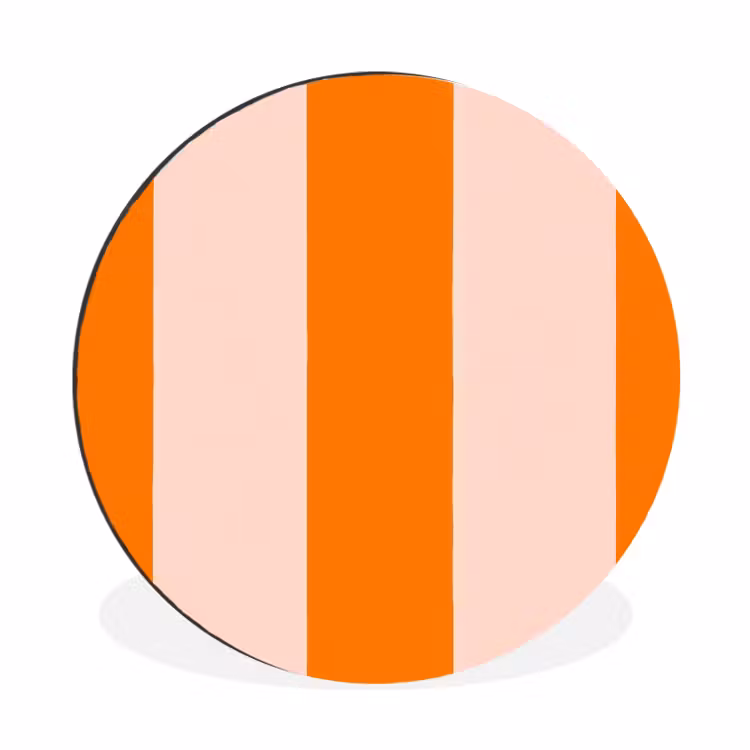Strepen - Modern - Oranje Wandcirkel aluminium klein 190 -3d