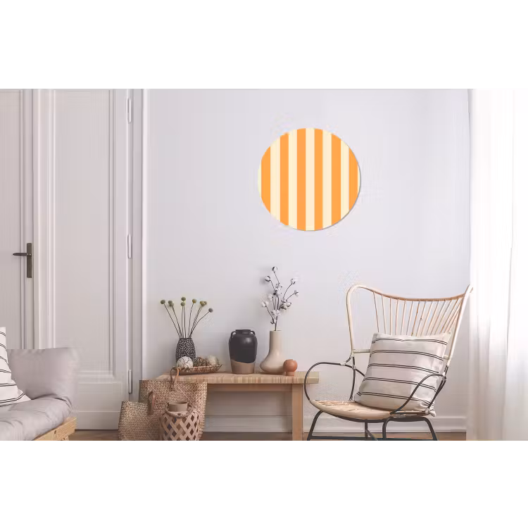 Strepen - Patroon - Oranje Wandcirkel aluminium klein 190 -woonkamer