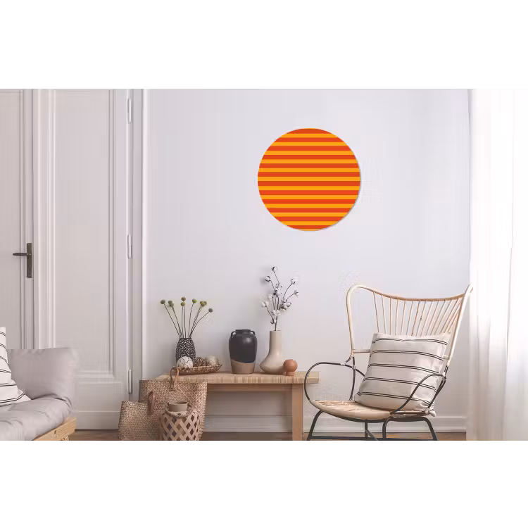 Strepen - Patroon - Oranje Wandcirkel aluminium klein 190 -woonkamer