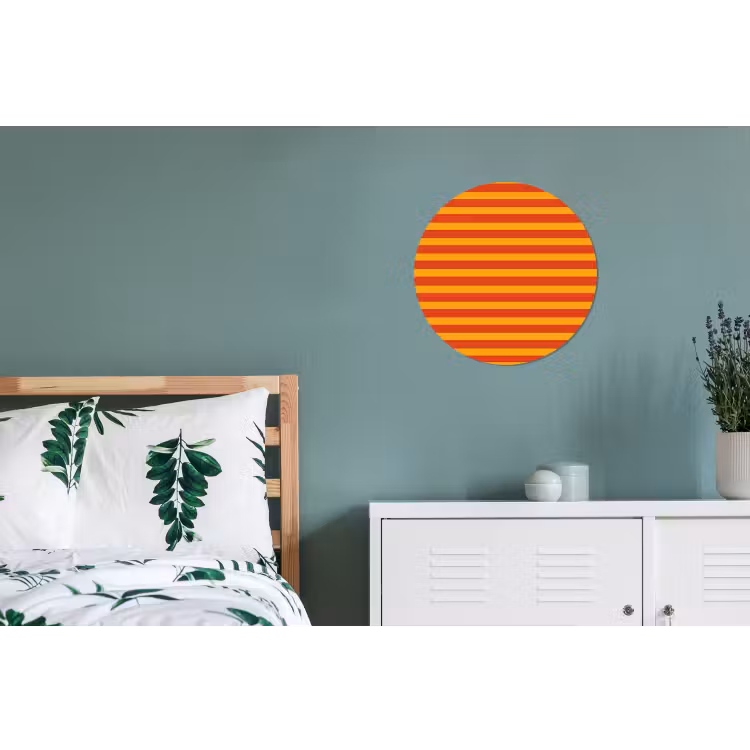 Strepen - Patroon - Oranje Wandcirkel aluminium klein 190 -slaapkamer