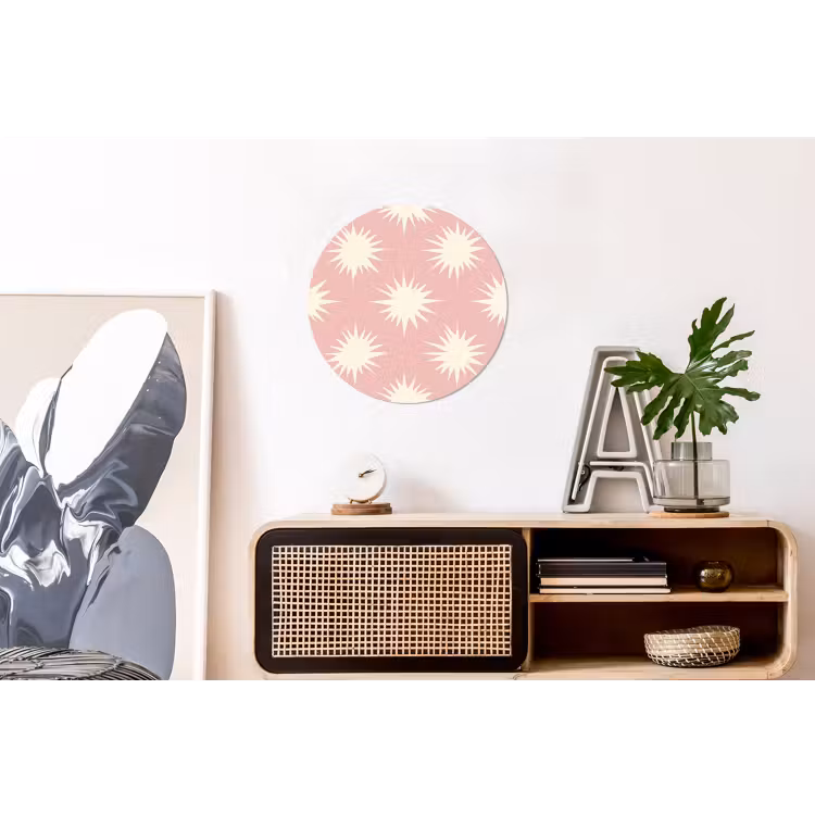 Zonnen - Patroon - Roze Wandcirkel aluminium klein 190 -kantoor