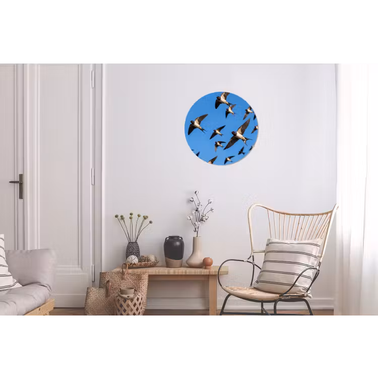 Zwaluwen - Vliegen - Blauw Wandcirkel aluminium klein -woonkamer
