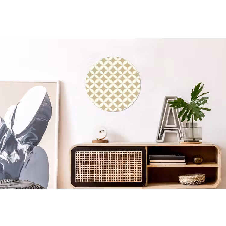 Symmetrisch - Motief - Beige Wandcirkel aluminium klein 190 -kantoor
