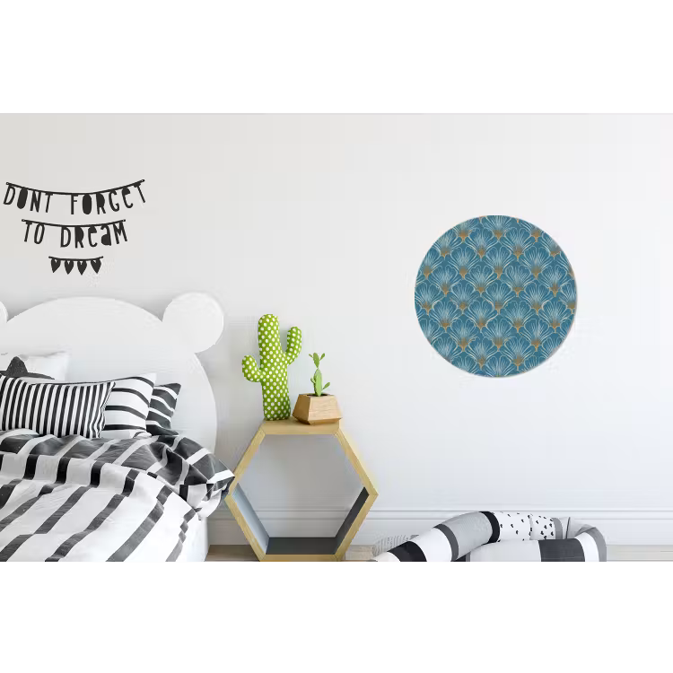 Symmetrisch - Patroon - Blauw Wandcirkel aluminium klein 190 -kinderkamer