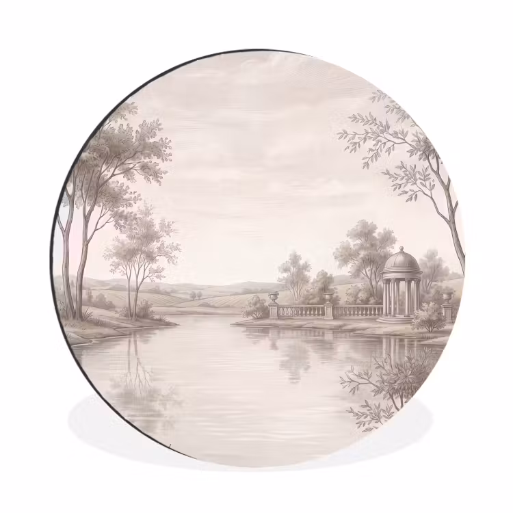 Terras - Water - Natuur - Landschap Wandcirkel aluminium klein -3d