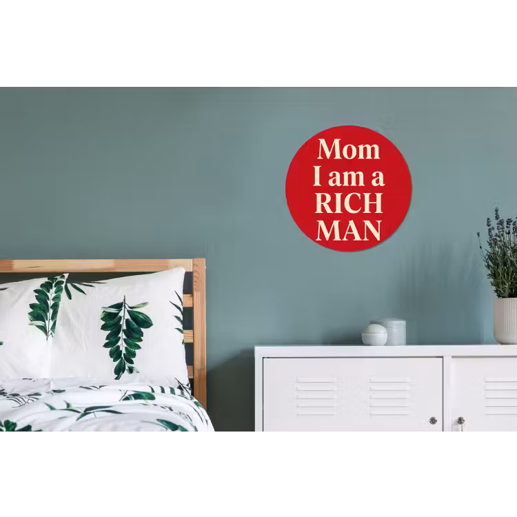 Tekst - Rijkdom - Motivatie - Rood - Modern Wandcirkel aluminium klein -slaapkamer