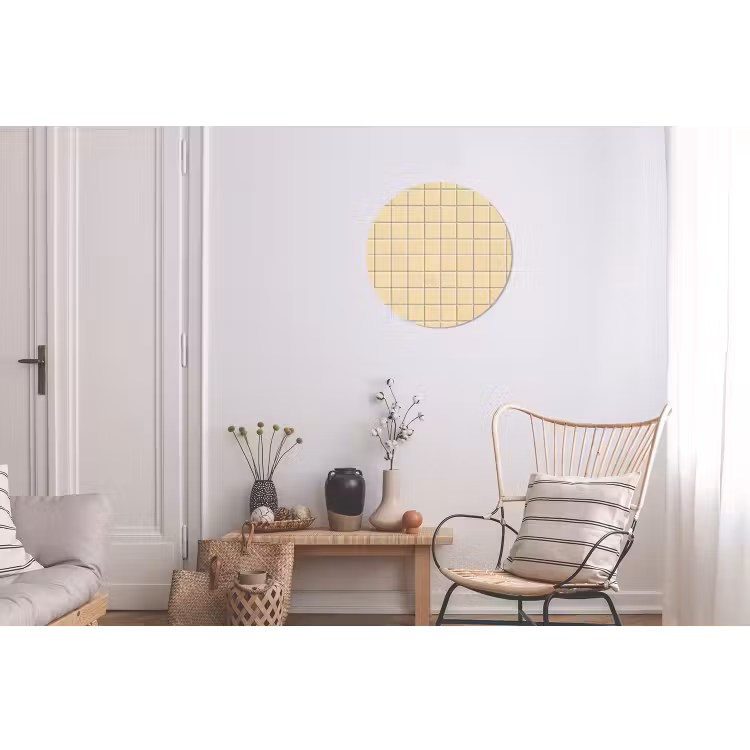 Tegels - Patroon - Crème Wandcirkel aluminium klein 190 -woonkamer