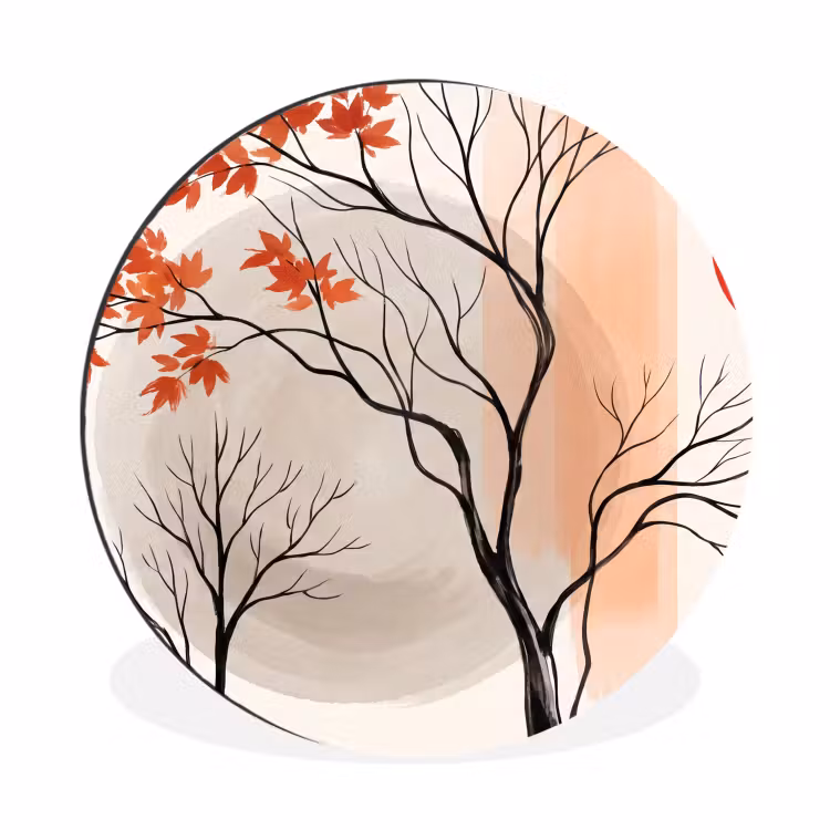Wall circle - Aluminum - Tree - Red - Abstract - Boom - Rood - Abstract Wandcirkel aluminium klein
