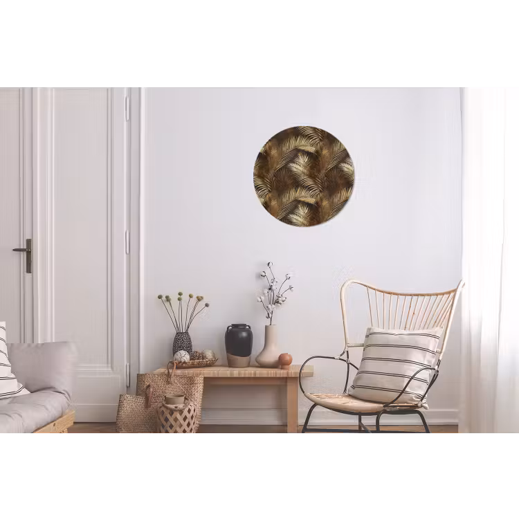 Tropisch - Bladeren - Goud Wandcirkel aluminium klein 190 -woonkamer