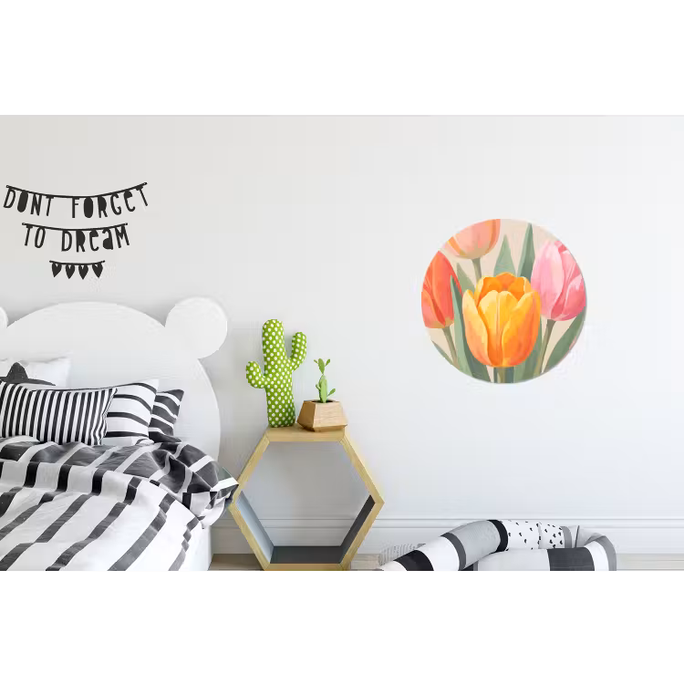 Tulpen - Abstract - Kleurrijk Wandcirkel aluminium klein -kinderkamer
